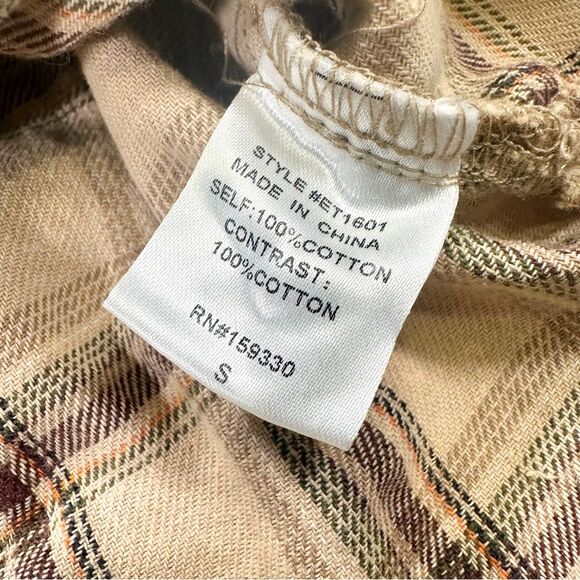 Heyson Size Small Patchwork Mixed Plaid Upper Button Front Top Brown NWT - Picture 11 of 11